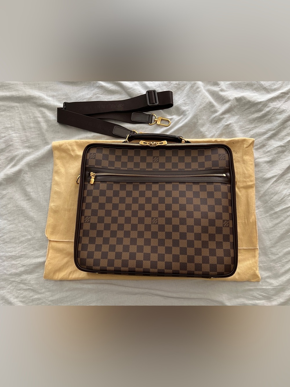 Authentic Louis Vuitton Damier Ebene Sabana Briefcase Shoulder Laptop Bag